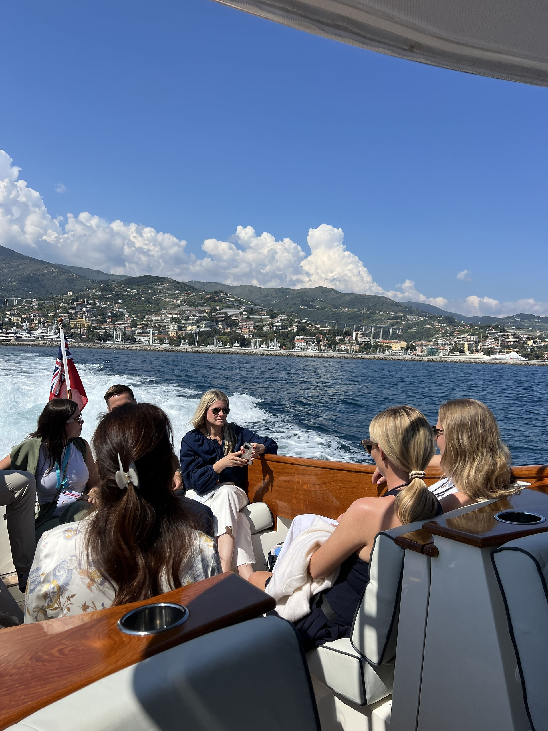 STARFIRE's luxury tender transporting brokers to the yacht during MYBA yacht charter show 