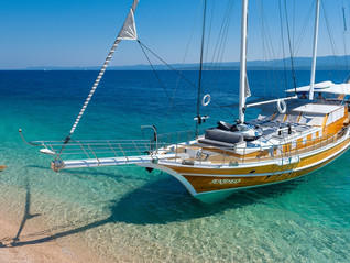 Gulet Andjeo is near the beach in Croatia