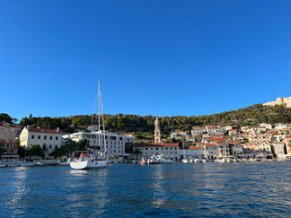 Sailing to Hvar town's harbor
