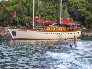 Guests enjoying water ski adventures during gulet charter in Croatia