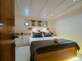 Double cabin interior of a gulet in Croatia