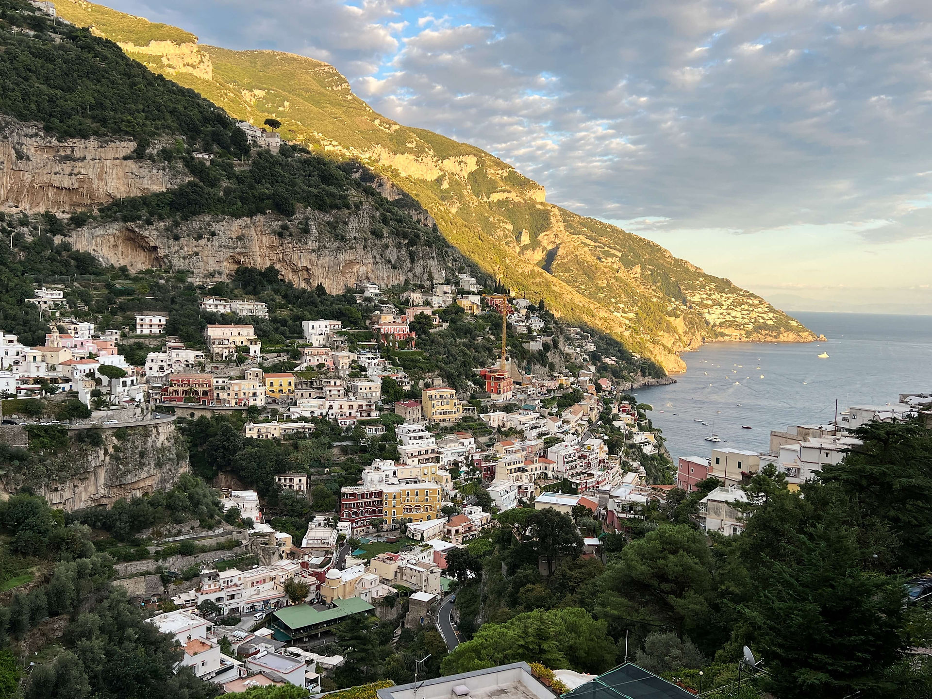 Amalfi coastline at sunset