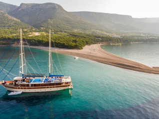 Tajna Mora classic wooden yacht on anchor in Croatia