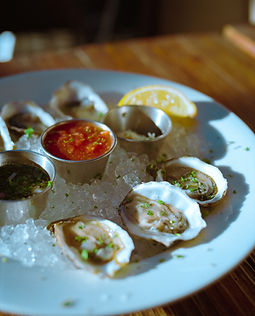 Oysters. Fresh Oysters served with horseradish, mignonette and cocktail sauce