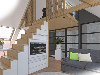zolder ontwerp, zolder verbouwing, slaapkamer ontwerp, entresol, velux dakramen, eiken constructie, clt vloer, Duurzaam, energie neutraal, doordacht bouwen, de 3d ontwerper, architectuur, architect, ontwerpbureau, bouwkunde ontwerpbureau, architectenbureau, bijzondere vormgeving