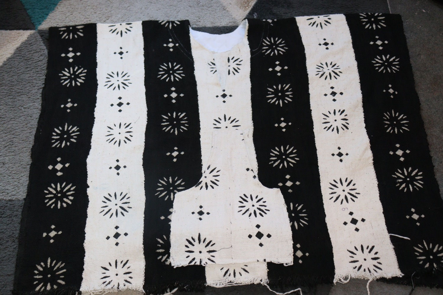 Bogolan Noir et Blanc - Mixte - Homme et Femme Tissé à la main