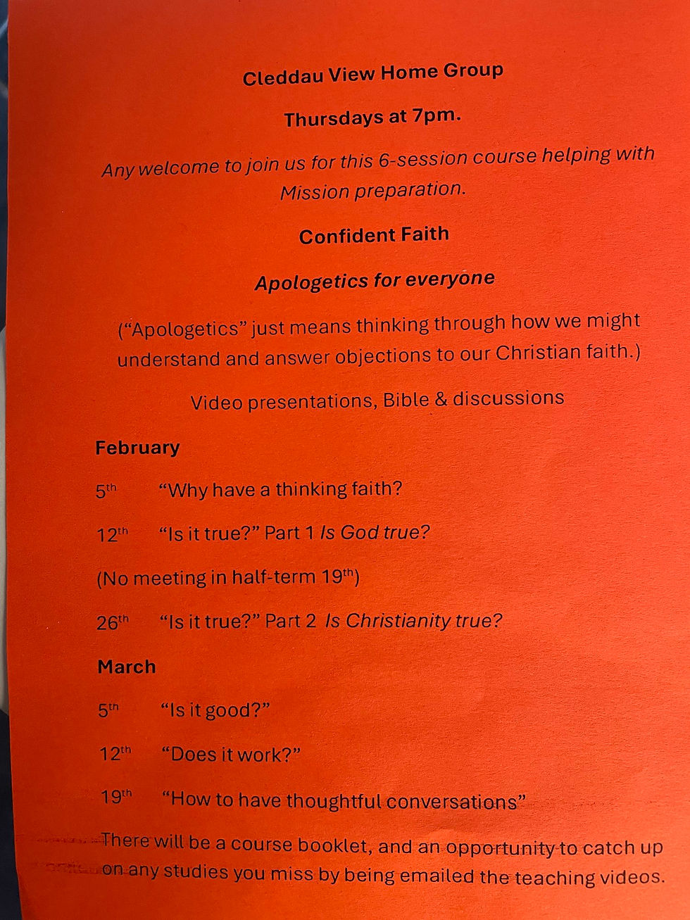 Confident Faith Course - apologetics for everyone