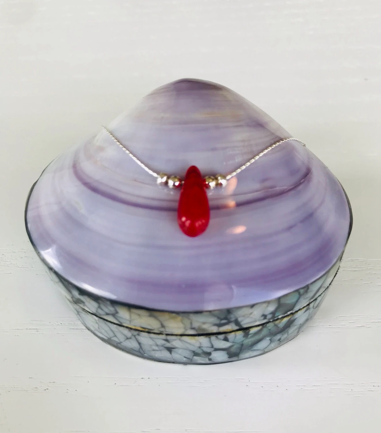 Silver Red African Bead Necklace
