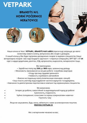 Шукаємо випускника або ветеринара з досвідом