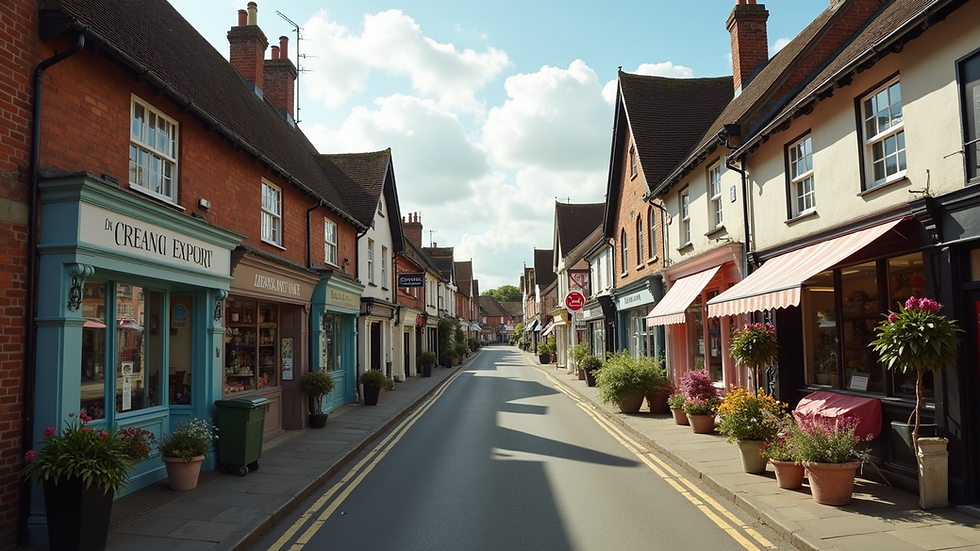 High angle view of a quaint Lincolnshire market town street