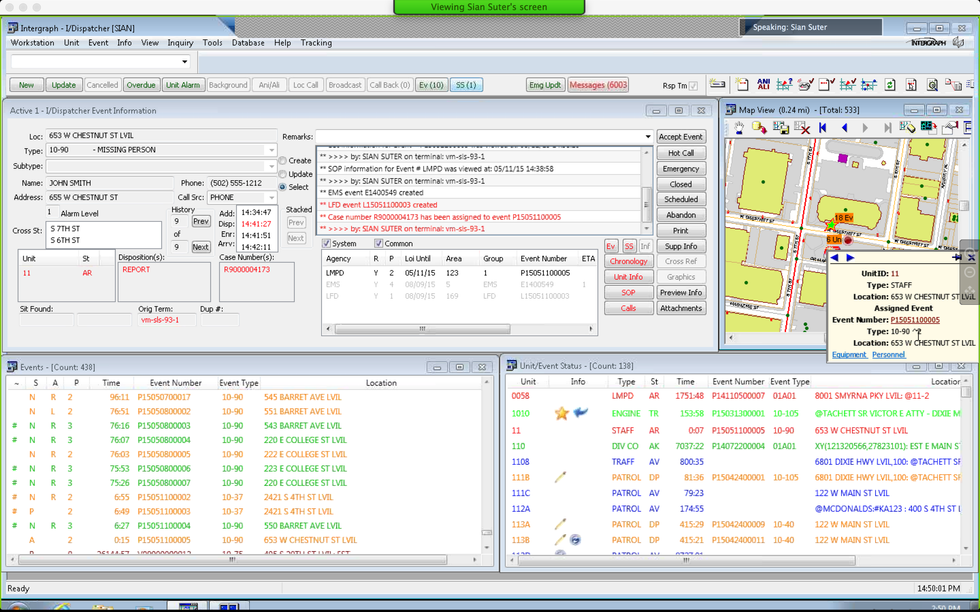 Example of legacy software UI