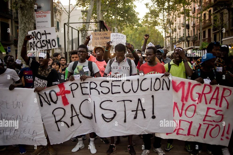 Protesta de migrantes africanos en Barcelona contra el racismo (Imagen: Alamy).