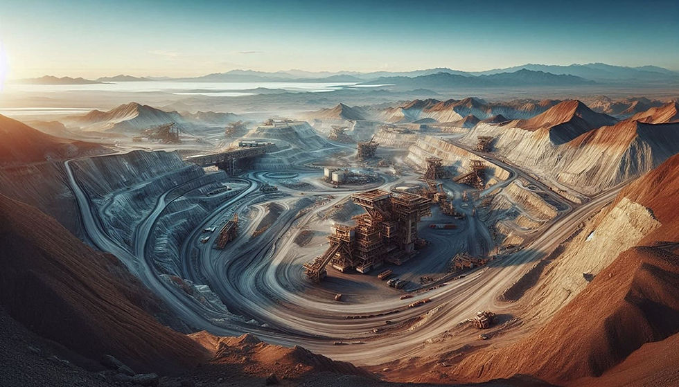 Visión futurista de la Mina El Arco, en el sur fronterizo de Baja California, hecha con inteligencia artificial de Bing.