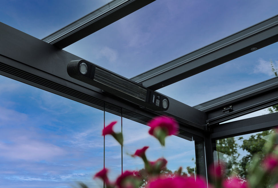 Glasschiebeelemente Spotlights Outdoorheizung