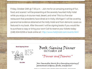 Holly Hotel - "Dinner & Demons" Event! Oct. 24th!