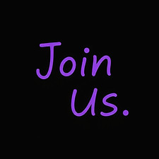 black colour background with the text 'Join Us' on top in purple, Lustria font.jpg