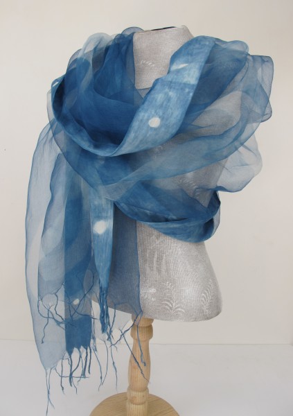 Indigo Shibori Silk Scarf