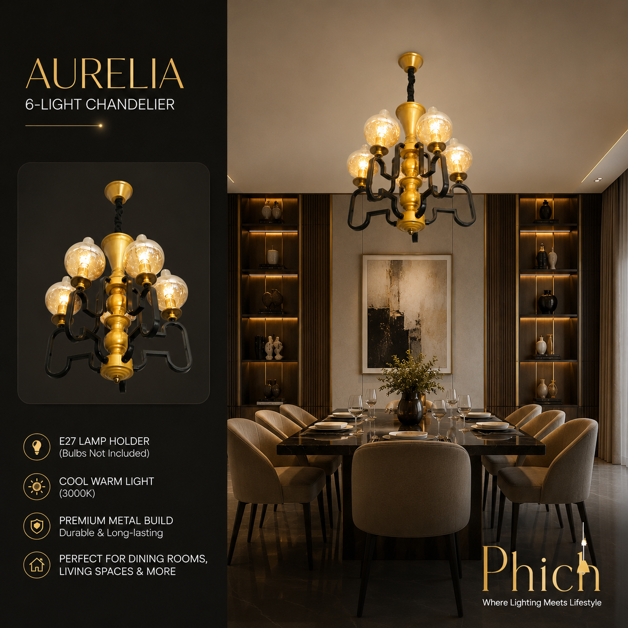 AURELIA 6-LIGHT CHANDELIER