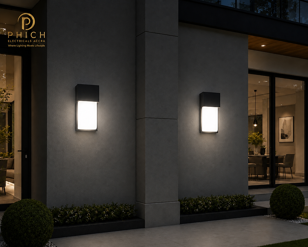 Outdoor Bulb Wall Light 001 from Phich Electricals edited on a modern building