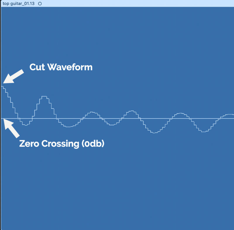 A cut waveform creating a click