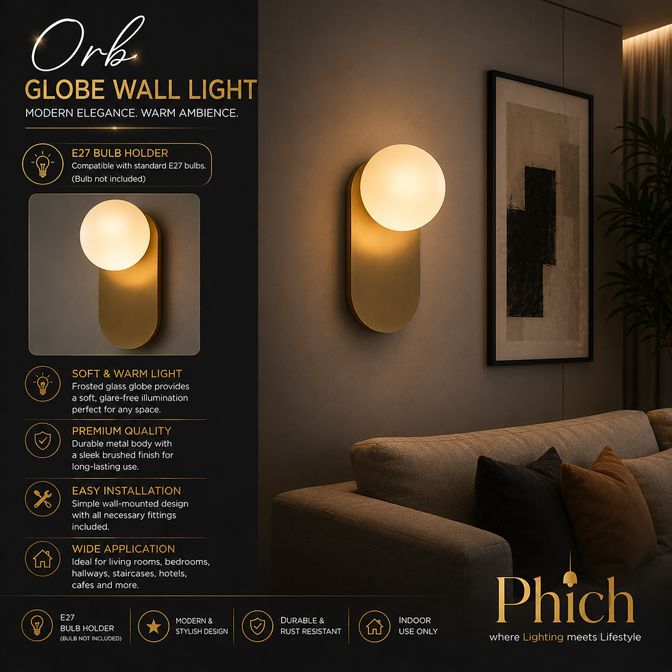 Orb Globe Wall Light edited on a luxury banner from Phichlightings.com