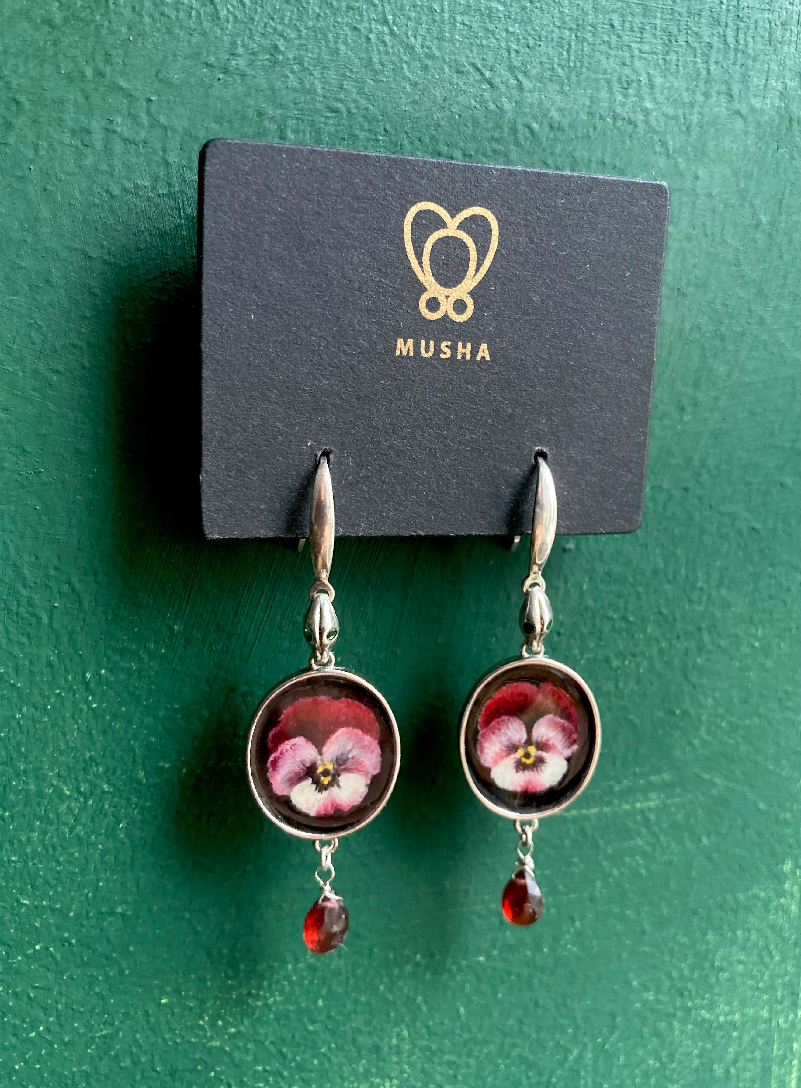 Pansy flower earrings