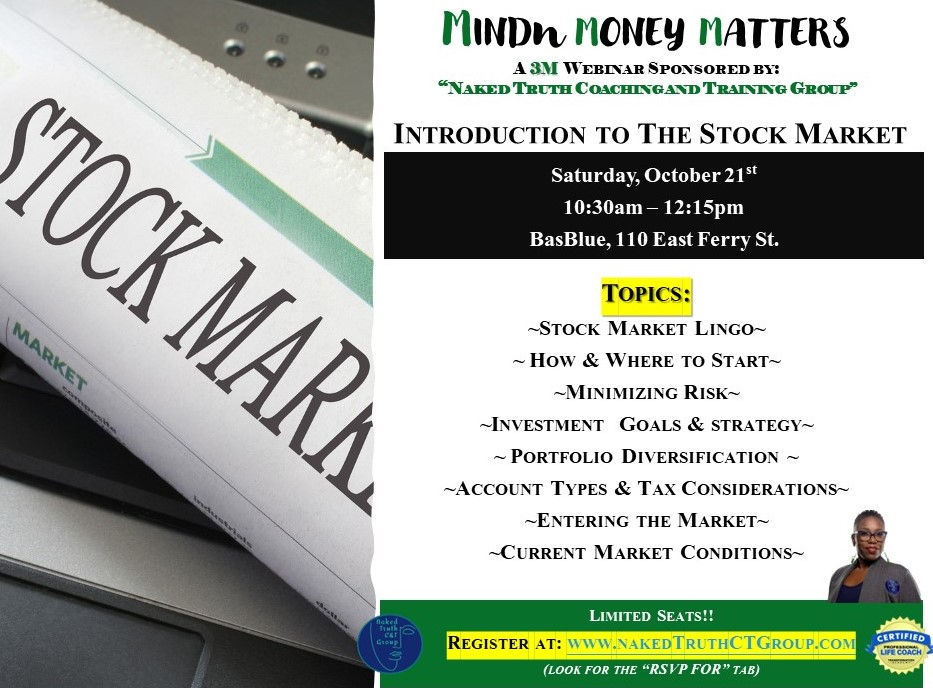 * Postponed * MINDn MONEY MATTERS- "Intro To The Stock Market" - October 21, 2023