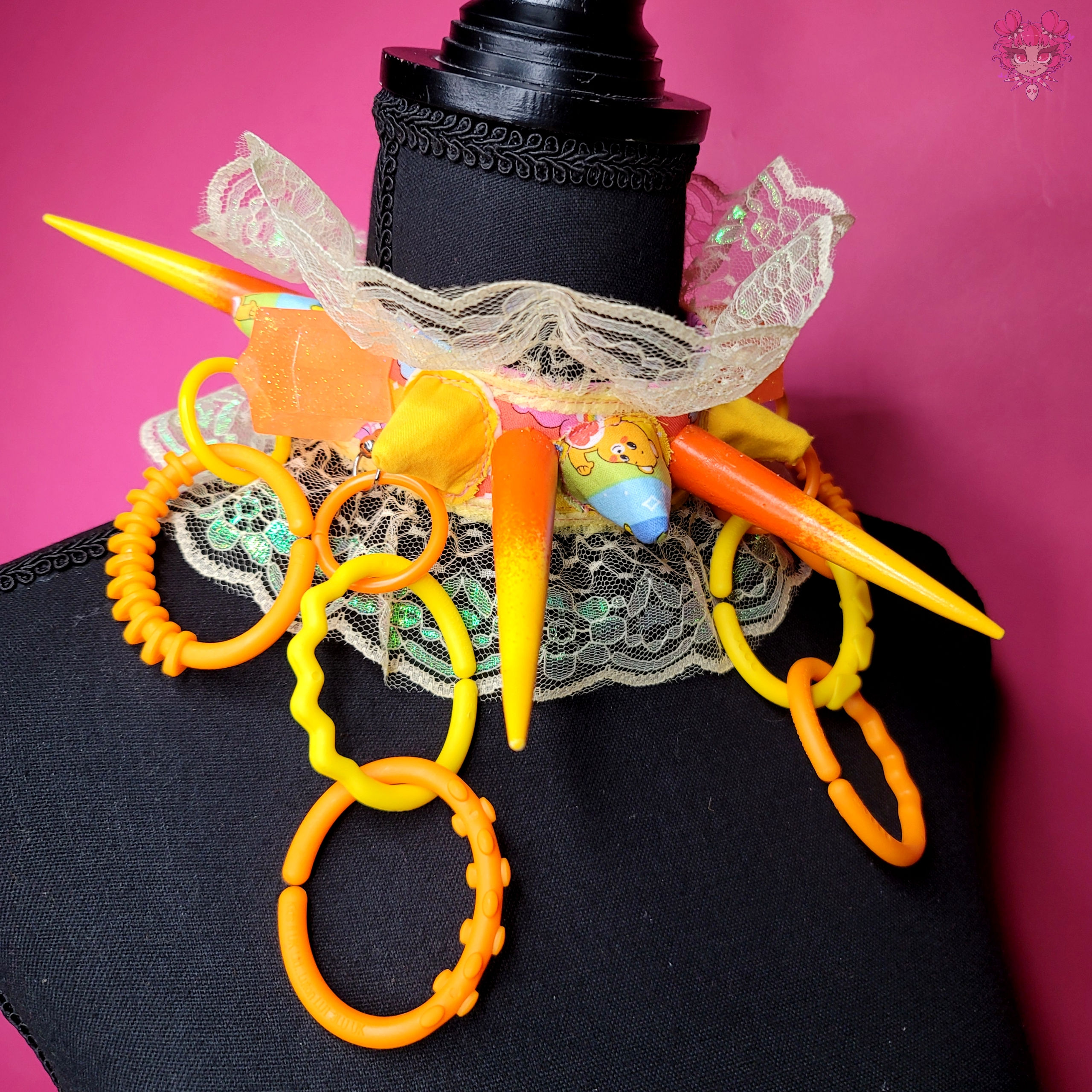 Yellow&Orange Fabric CareBear Choker