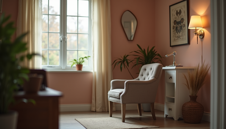 Eye-level view of private hair consultation suite with styling chair and natural light