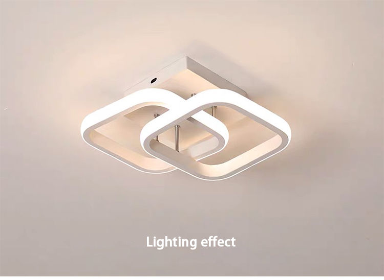 Miniature : Plafond moderne à LEDs lumière 2 anneaux Design créatif plafonnier luminaires