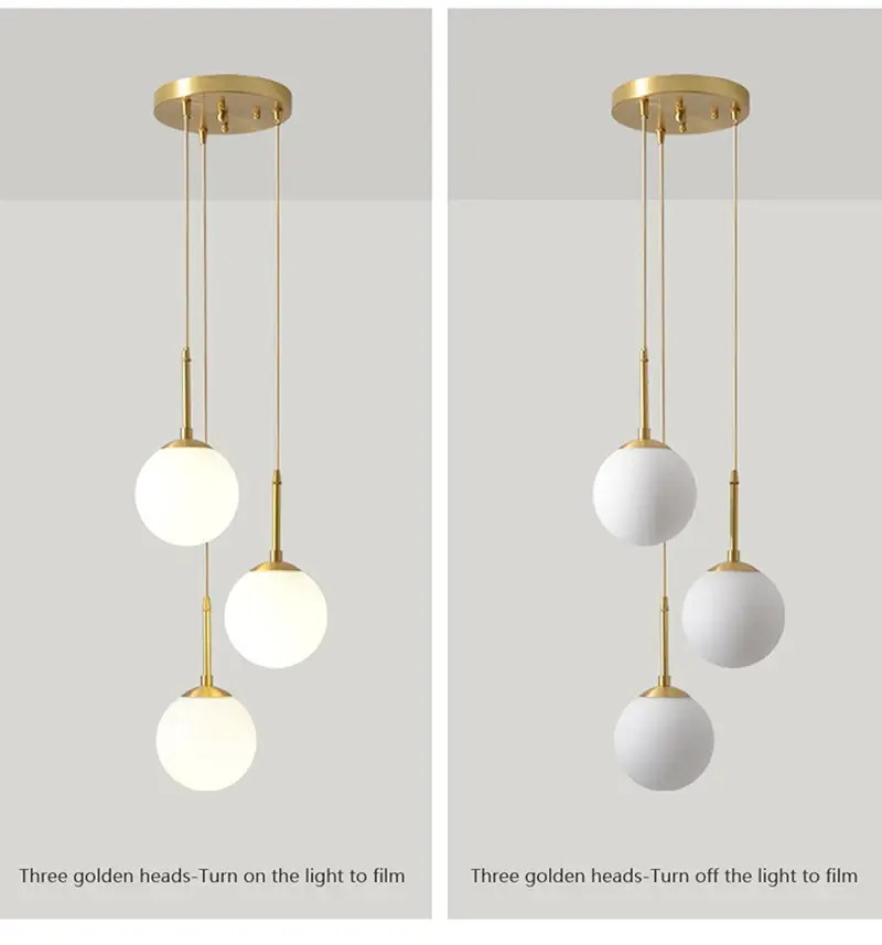 Miniature : Boule de verre blanche nordique pendentif LED lampe salle à manger lustres déc