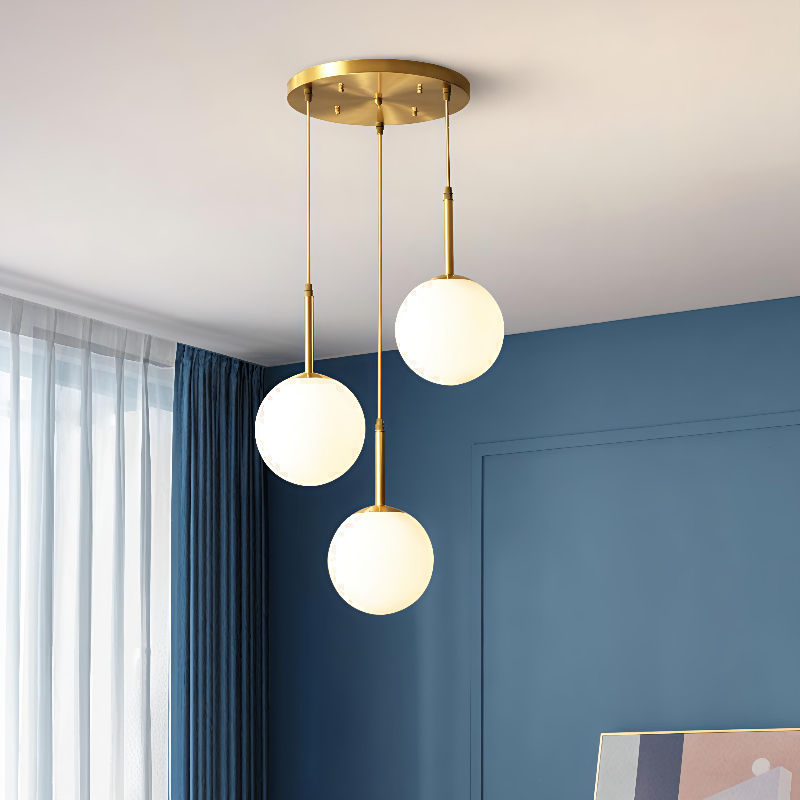 Miniature : Boule de verre blanche nordique pendentif LED lampe salle à manger lustres déc