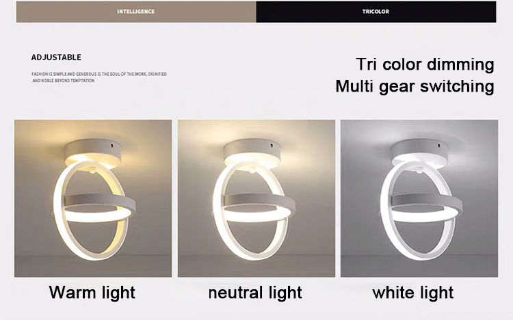 Miniature : Plafond moderne à LEDs lumière 2 anneaux Design créatif plafonnier luminaires