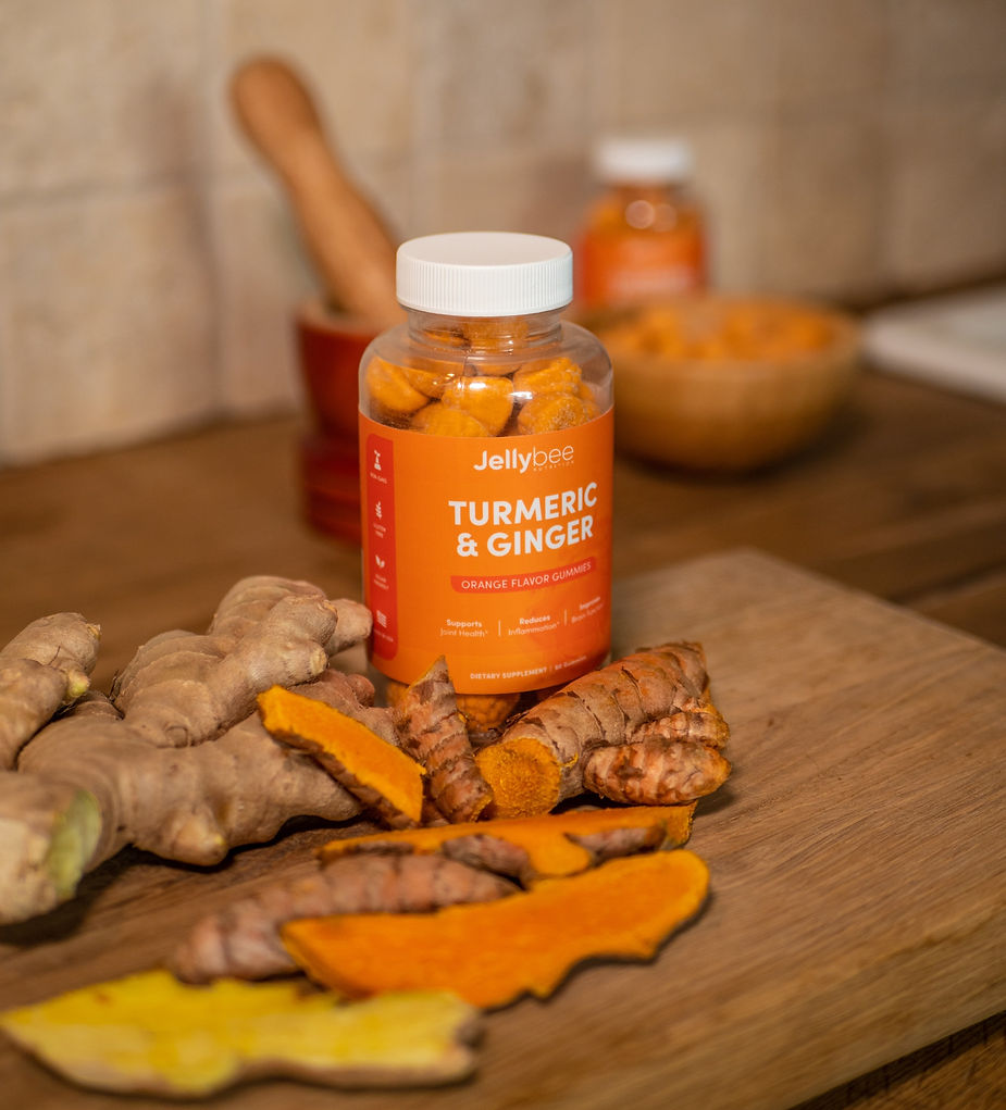 Turmeric Supplement and fresh turmeric