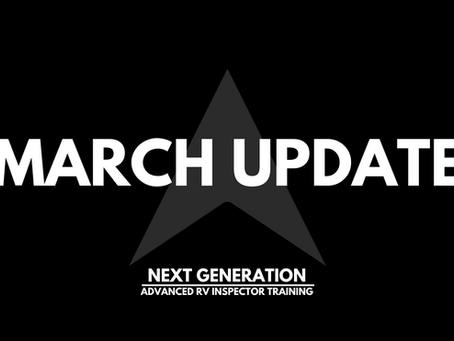 March Update white text over a gray star