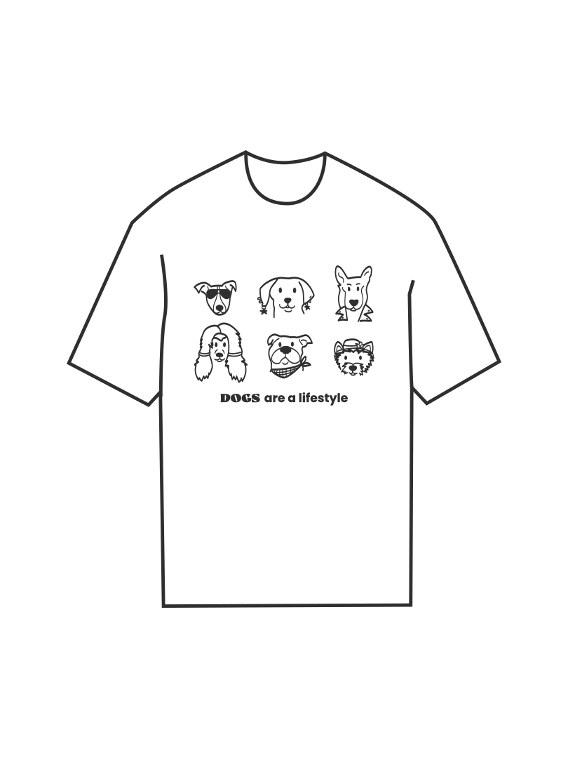 White t-shirt with line-drawn animal illustration and brand text, Pajé mockup