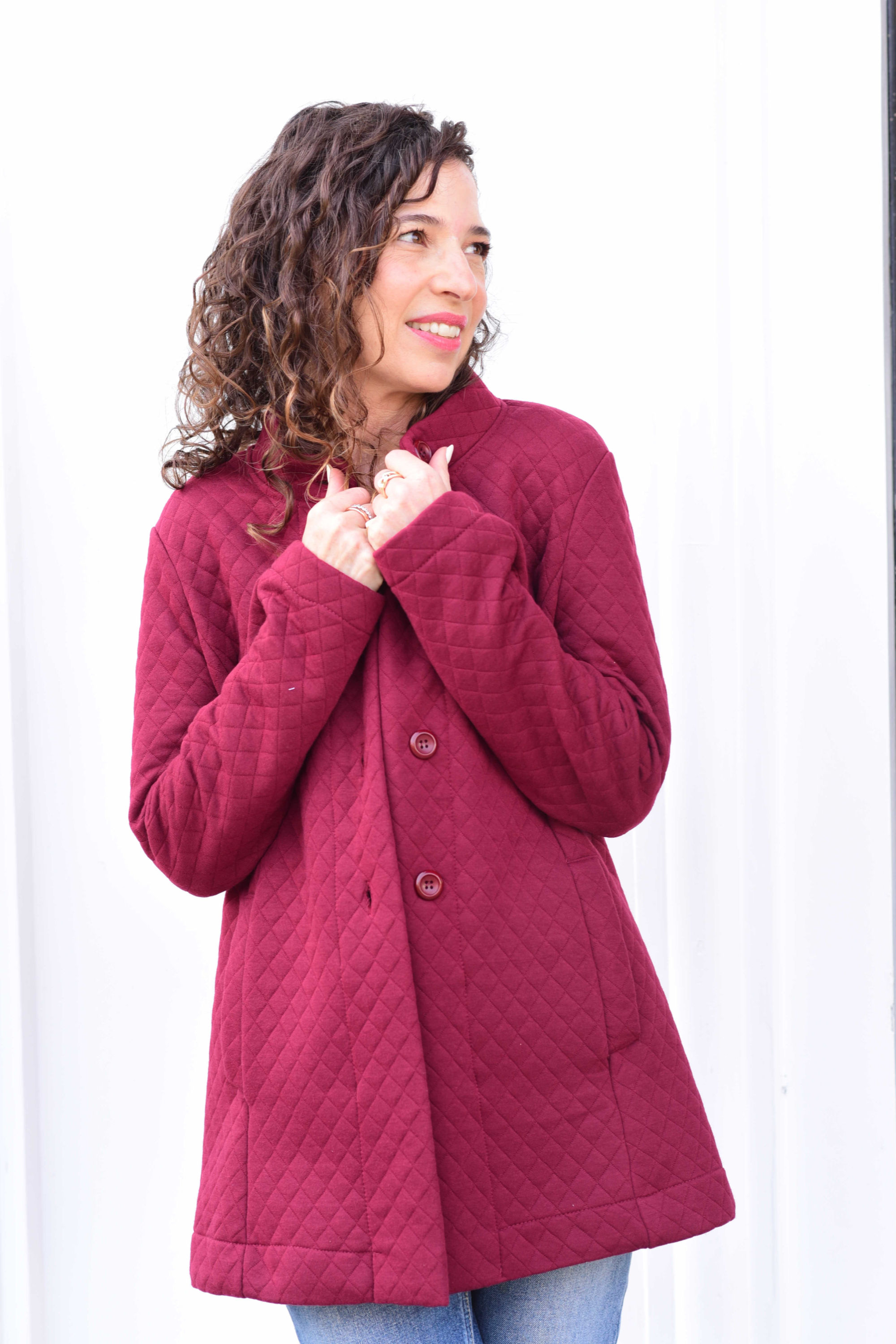 מעיל רונה קווילט מעויינים בורדו