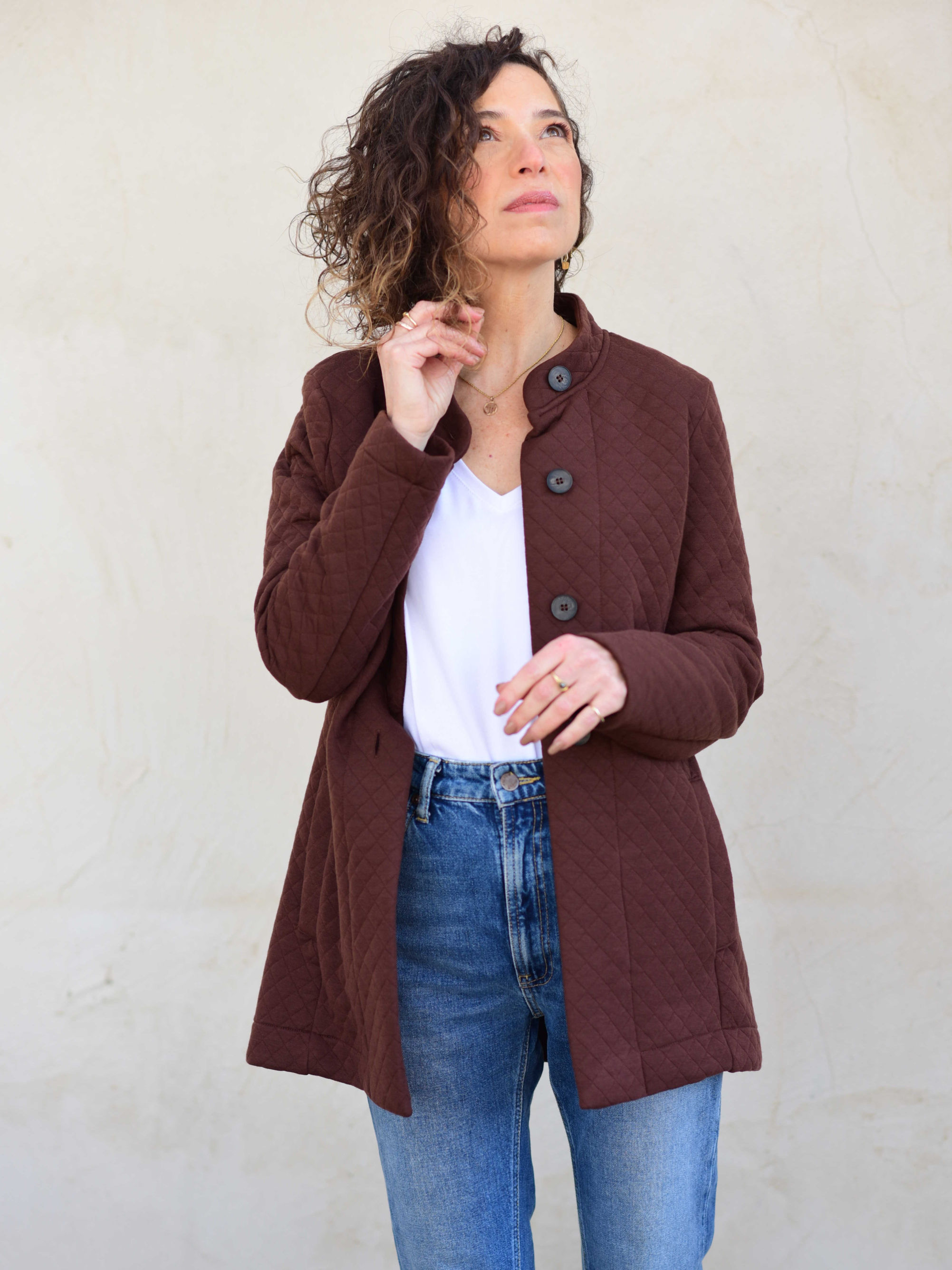 מעיל רונה קווילט מעויינים חום