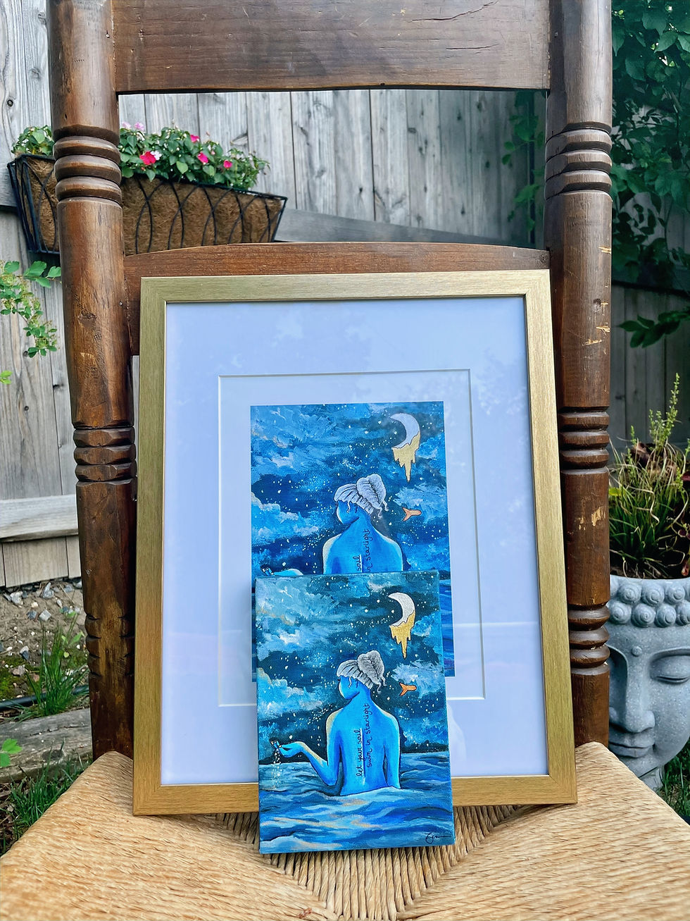Thumbnail: Image of the water goddess print and original to show similarity. 