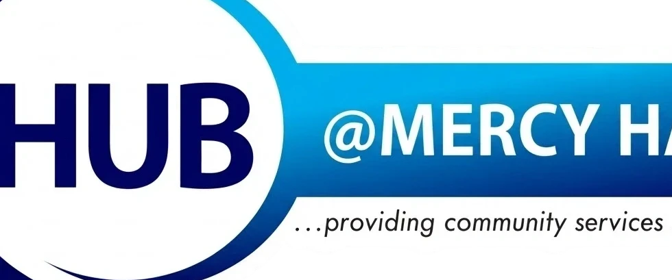 Digital graphic logo for 'JB @MERCY'. The brand emphasizes providing community services.