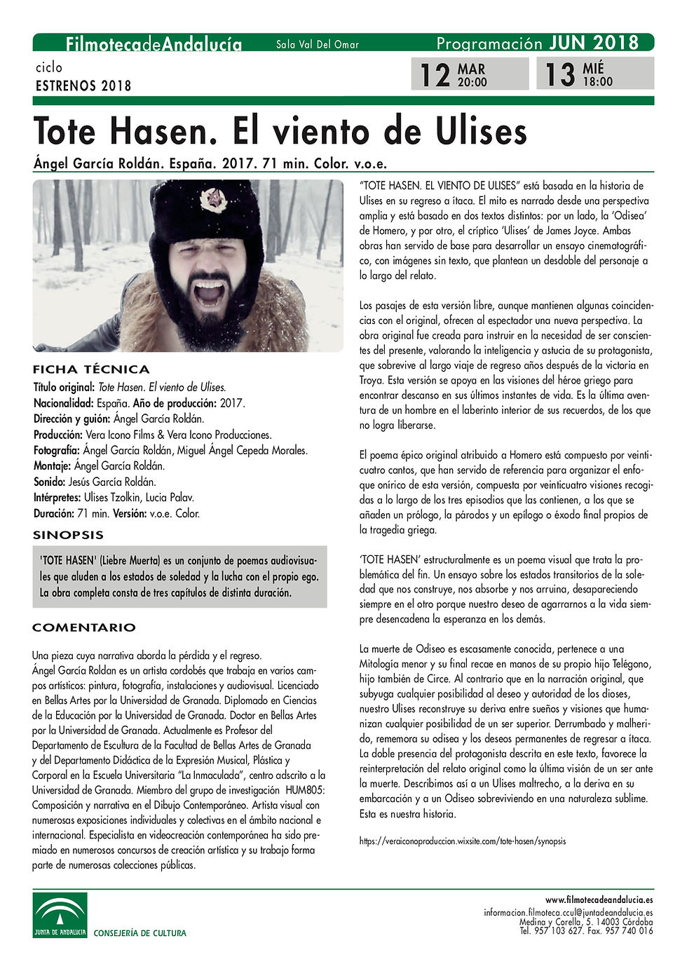 Ficha técnia de la Filmoteca de Andalucía