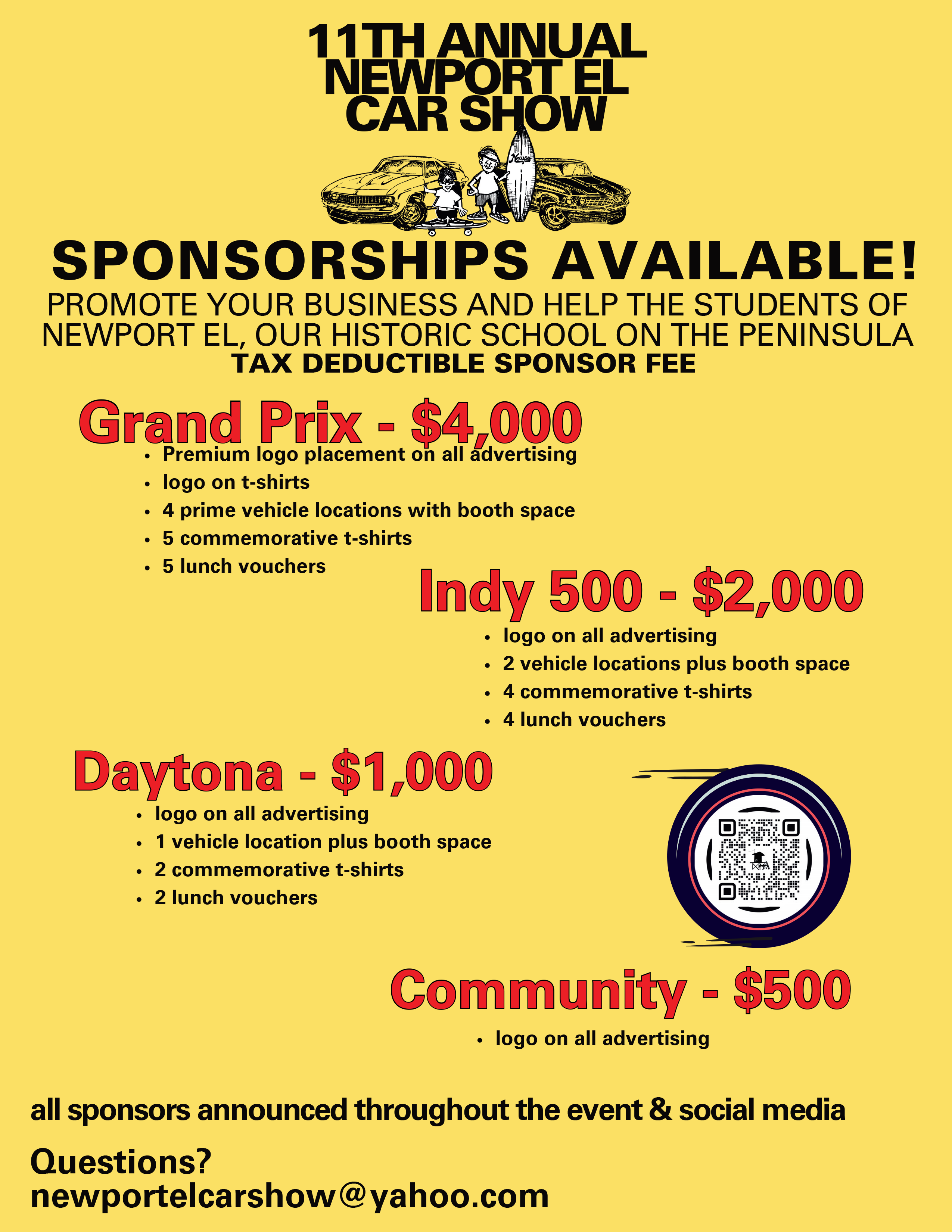 Official Newport El Car Show registration and sponsorship graphic