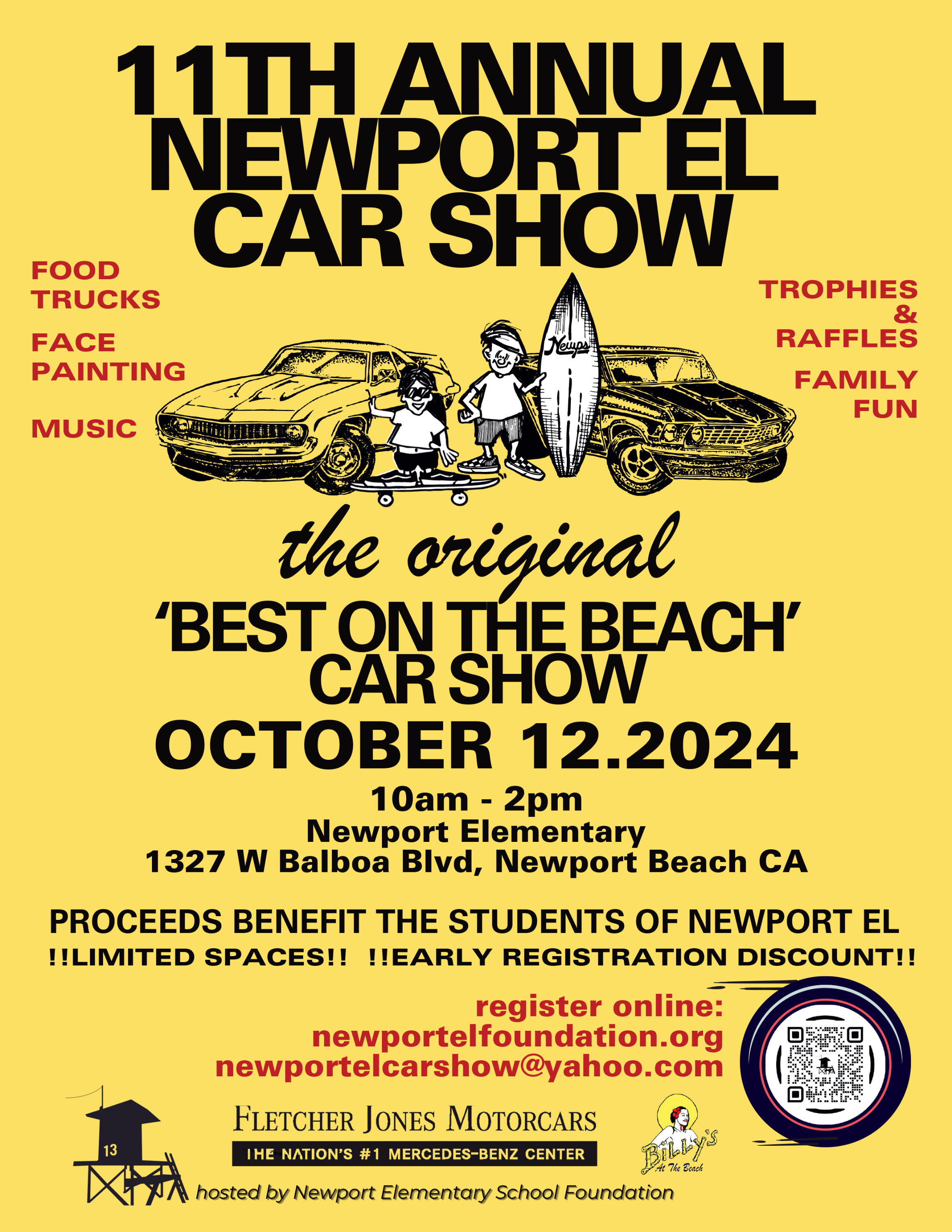 Official yellow Newport El Car Show organizer artwork