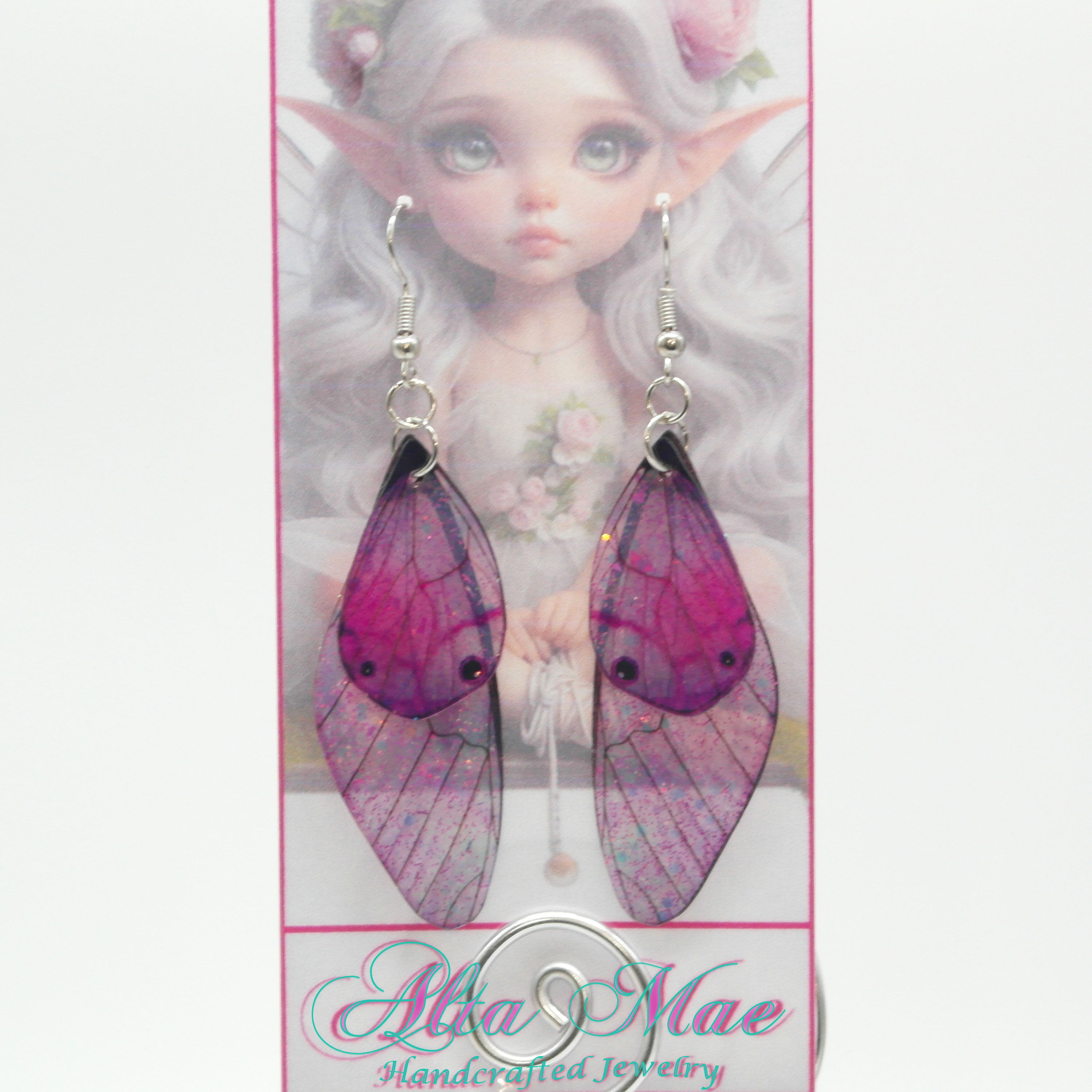 Barbie Pink Sparkling Fairy Wing Earrings