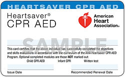 AHA Heartsaver CPR AED Card