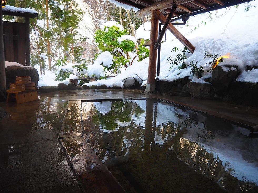 Where well-being and the natural world intertwine; An onsen experience. Ryokan Ohnuma in Miyagi, Tricolage