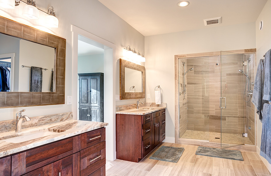 Cutsom designed maste bath - spa-like bath dual vanities