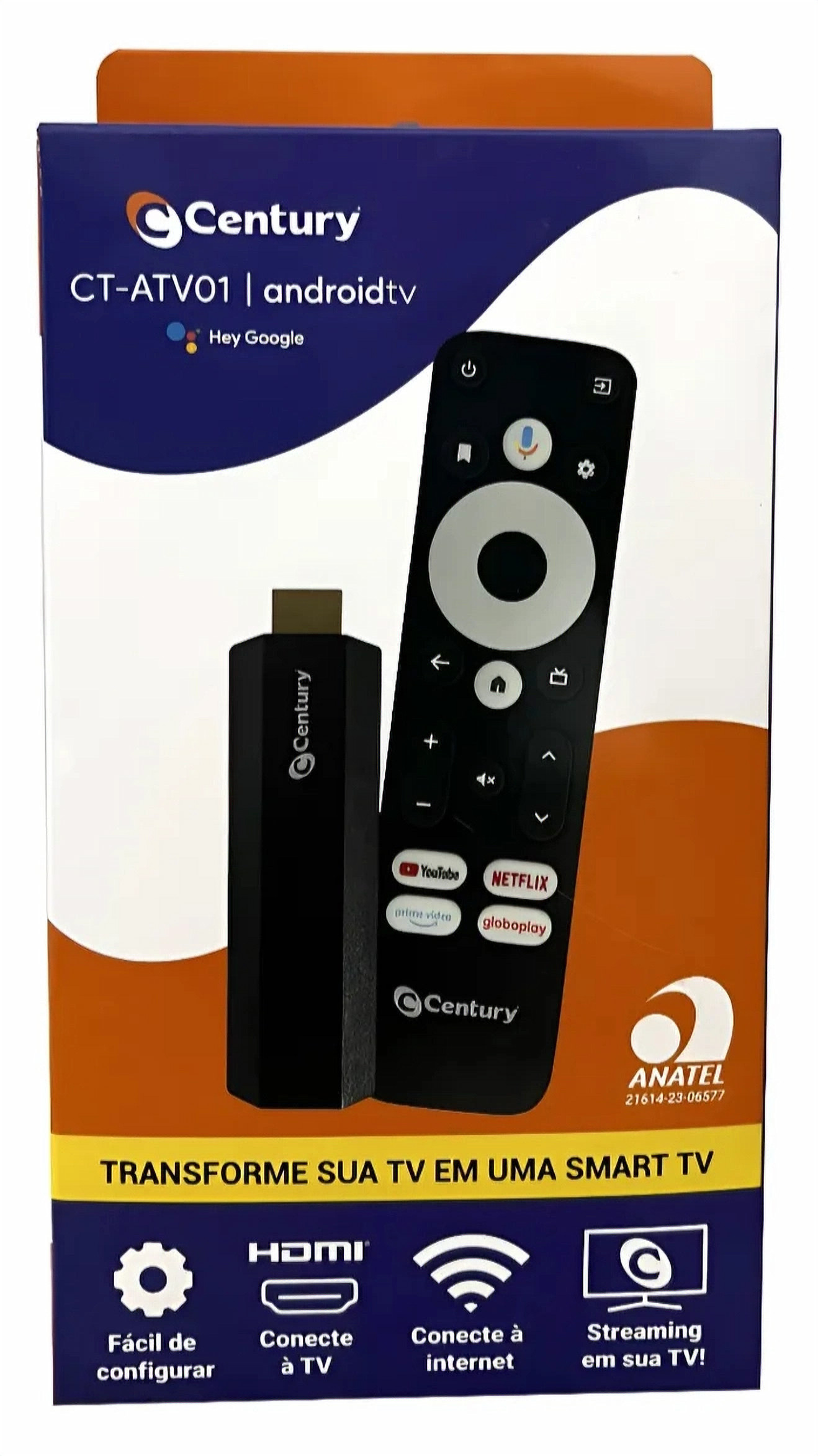 Century Smart Stick Android Tv 8gb Comando De Voz Chromecast