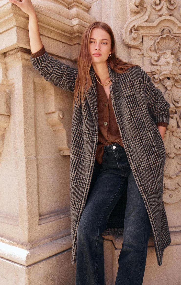 Z Supply Mason Houndsooth Knit Coat Jilly's Boutique