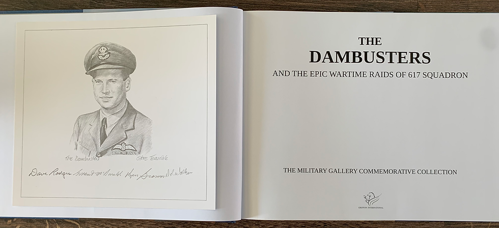 Thumbnail: Rare Dambuster Signatures on Stunning Pencil Drawing Guy Gibson